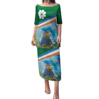 Marshall Islands Kwajalein Atoll Family Matching Puletasi and Hawaiian Shirt Polynesian Pattern and Undersea Animals LT03 Mom's Dress Blue - Polynesian Pride