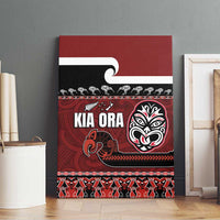 New Zealand Culture Canvas Wall Art Kia Ora Aotearoa Moko Tattoo Mask with Waka and Maori Art Pattern LT03 - Polynesian Pride