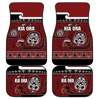 New Zealand Culture Car Mats Kia Ora Aotearoa Moko Tattoo Mask with Waka and Maori Art Pattern LT03 - Polynesian Pride