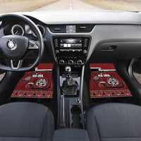 New Zealand Culture Car Mats Kia Ora Aotearoa Moko Tattoo Mask with Waka and Maori Art Pattern LT03 Set 2pcs - Front Red - Polynesian Pride