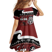 New Zealand Culture Family Matching Tank Maxi Dress and Hawaiian Shirt Kia Ora Aotearoa Moko Tattoo Mask with Waka and Maori Art Pattern LT03 - Polynesian Pride