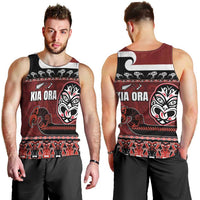 New Zealand Culture Men Tank Top Kia Ora Aotearoa Moko Tattoo Mask with Waka and Maori Art Pattern LT03 - Polynesian Pride