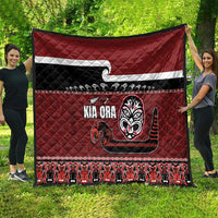 New Zealand Culture Quilt Kia Ora Aotearoa Moko Tattoo Mask with Waka and Maori Art Pattern LT03 - Polynesian Pride