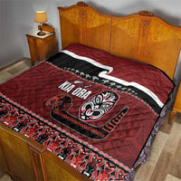 New Zealand Culture Quilt Kia Ora Aotearoa Moko Tattoo Mask with Waka and Maori Art Pattern LT03 - Polynesian Pride