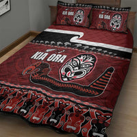 New Zealand Culture Quilt Bed Set Kia Ora Aotearoa Moko Tattoo Mask with Waka and Maori Art Pattern LT03 - Polynesian Pride