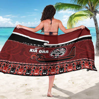New Zealand Culture Sarong Kia Ora Aotearoa Moko Tattoo Mask with Waka and Maori Art Pattern LT03 - Polynesian Pride