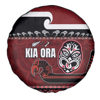 New Zealand Culture Spare Tire Cover Kia Ora Aotearoa Moko Tattoo Mask with Waka and Maori Art Pattern LT03 - Polynesian Pride