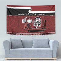 New Zealand Culture Tapestry Kia Ora Aotearoa Moko Tattoo Mask with Waka and Maori Art Pattern LT03 - Polynesian Pride