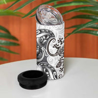 New Zealand Gecko Maori Art Tattoo 4 in 1 Can Cooler Tumbler White Color LT03 - Polynesian Pride