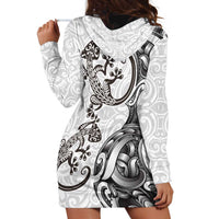 New Zealand Gecko Maori Art Tattoo Hoodie Dress White Color LT03 - Polynesian Pride