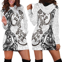 New Zealand Gecko Maori Art Tattoo Hoodie Dress White Color LT03 - Polynesian Pride