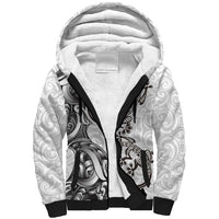 New Zealand Gecko Maori Art Tattoo Sherpa Hoodie White Color LT03 Unisex White - Polynesian Pride