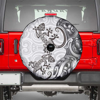 New Zealand Gecko Maori Art Tattoo Spare Tire Cover White Color LT03 - Polynesian Pride