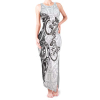 New Zealand Gecko Maori Art Tattoo Tank Maxi Dress White Color LT03 Women White - Polynesian Pride