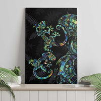 New Zealand Gecko Maori Art Tattoo Canvas Wall Art Silver Fern and Paua Shell Mode LT03 - Polynesian Pride