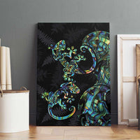 New Zealand Gecko Maori Art Tattoo Canvas Wall Art Silver Fern and Paua Shell Mode LT03 - Polynesian Pride