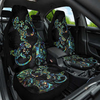 New Zealand Gecko Maori Art Tattoo Car Seat Cover Silver Fern and Paua Shell Mode LT03 One Size Black - Polynesian Pride