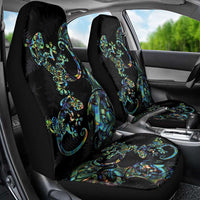 New Zealand Gecko Maori Art Tattoo Car Seat Cover Silver Fern and Paua Shell Mode LT03 - Polynesian Pride