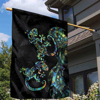 New Zealand Gecko Maori Art Tattoo Garden Flag Silver Fern and Paua Shell Mode LT03 - Polynesian Pride