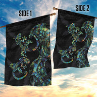 New Zealand Gecko Maori Art Tattoo Garden Flag Silver Fern and Paua Shell Mode LT03 - Polynesian Pride