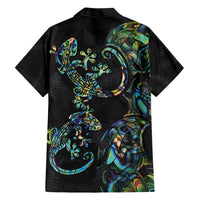 New Zealand Gecko Maori Art Tattoo Hawaiian Shirt Silver Fern and Paua Shell Mode LT03 - Polynesian Pride