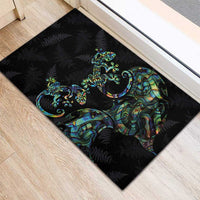 New Zealand Gecko Maori Art Tattoo Rubber Doormat Silver Fern and Paua Shell Mode LT03 - Polynesian Pride