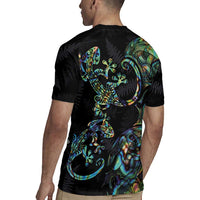 New Zealand Gecko Maori Art Tattoo Rugby Jersey Silver Fern and Paua Shell Mode LT03 - Polynesian Pride