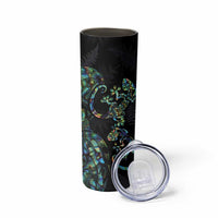 New Zealand Gecko Maori Art Tattoo Skinny Tumbler Paua Shell Mode with Silver Fern Pattern LT03 - Polynesian Pride