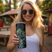 New Zealand Gecko Maori Art Tattoo Skinny Tumbler Paua Shell Mode with Silver Fern Pattern LT03 - Polynesian Pride