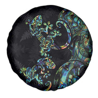 New Zealand Gecko Maori Art Tattoo Spare Tire Cover Silver Fern and Paua Shell Mode LT03 - Polynesian Pride