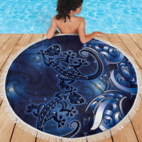 New Zealand Gecko Maori Art Tattoo Beach Blanket Matariki Mode