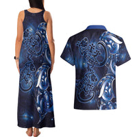New Zealand Gecko Maori Art Tattoo Couples Matching Tank Maxi Dress and Hawaiian Shirt Matariki Mode LT03 - Polynesian Pride