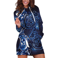 New Zealand Gecko Maori Art Tattoo Hoodie Dress Matariki Mode LT03 Blue - Polynesian Pride