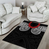 Samoan Traditional Art Tattoos Area Rug Tatau Tribal Motifs with Ula Fala Black LT03 - Polynesian Pride