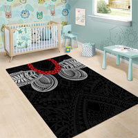 Samoan Traditional Art Tattoos Area Rug Tatau Tribal Motifs with Ula Fala Black LT03 - Polynesian Pride