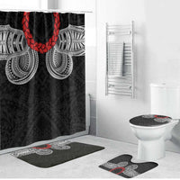 Samoan Traditional Art Tattoos Bathroom Set Tatau Tribal Motifs with Ula Fala Black LT03 Bathroom Set (4 pcs) Black - Polynesian Pride