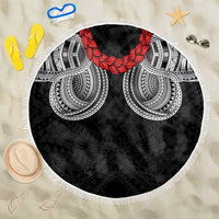 Samoan Traditional Art Tattoos Beach Blanket Tatau Tribal Motifs with Ula Fala Black LT03 One Size 150cm Black - Polynesian Pride