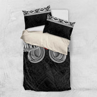 Samoan Traditional Art Tattoos Bedding Set Tatau Tribal Motifs with Ula Fala Black LT03 US Twin 172cm x 218cm Black - Polynesian Pride