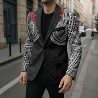 Samoan Traditional Art Tattoos Blazer Tatau Tribal Motifs with Ula Fala Black LT03 - Polynesian Pride