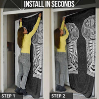 Samoan Traditional Art Tattoos Door Cover Tatau Tribal Motifs with Ula Fala Black LT03 - Polynesian Pride