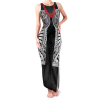 Samoan Traditional Art Tattoos Family Matching Tank Maxi Dress and Hawaiian Shirt Tatau Tribal Motifs with Ula Fala Black LT03 Mom's Dress Black - Polynesian Pride