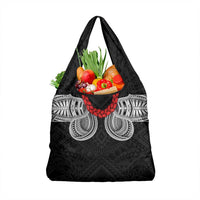 Samoan Traditional Art Tattoos Grocery Bag Tatau Tribal Motifs with Ula Fala Black LT03 1-pack One Size Black - Polynesian Pride