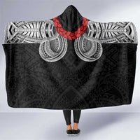 Samoan Traditional Art Tattoos Hooded Blanket Tatau Tribal Motifs with Ula Fala Black LT03 One Size Black - Polynesian Pride