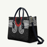 Samoan Traditional Art Tattoos Leather Bag Tatau Tribal Motifs with Ula Fala Black LT03 Black - Polynesian Pride