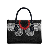 Samoan Traditional Art Tattoos Leather Bag Tatau Tribal Motifs with Ula Fala Black LT03 - Polynesian Pride