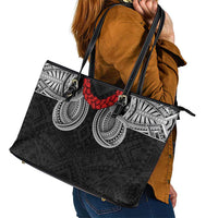 Samoan Traditional Art Tattoos Leather Tote Bag Tatau Tribal Motifs with Ula Fala Black LT03 - Polynesian Pride