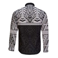 Samoan Traditional Art Tattoos Long Sleeve Button Shirt Tatau Tribal Motifs with Ula Fala Black LT03 - Polynesian Pride