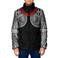 Samoan Traditional Art Tattoos Padded Jacket Tatau Tribal Motifs with Ula Fala Black LT03 Men Black - Polynesian Pride