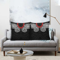 Samoan Traditional Art Tattoos Pillow Cover Tatau Tribal Motifs with Ula Fala Black LT03 - Polynesian Pride