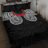 Samoan Traditional Art Tattoos Quilt Bed Set Tatau Tribal Motifs with Ula Fala Black LT03 Black - Polynesian Pride